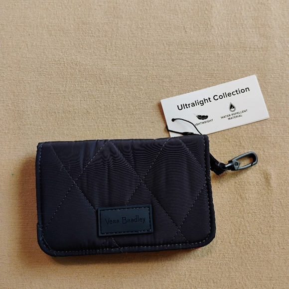 VERA BRADLEY BLUE SNAP WALLET with FLORAL INTERIOR * tiny flaw - Picture 2 of 10